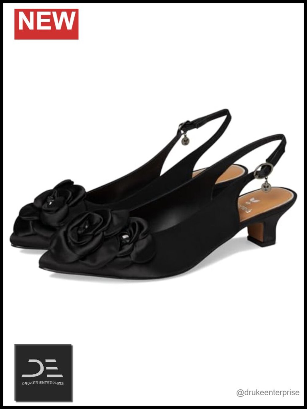 J. Renee Jozey Satin Slingback Kitten Heel Pumps Womens Dress Shoes Floral